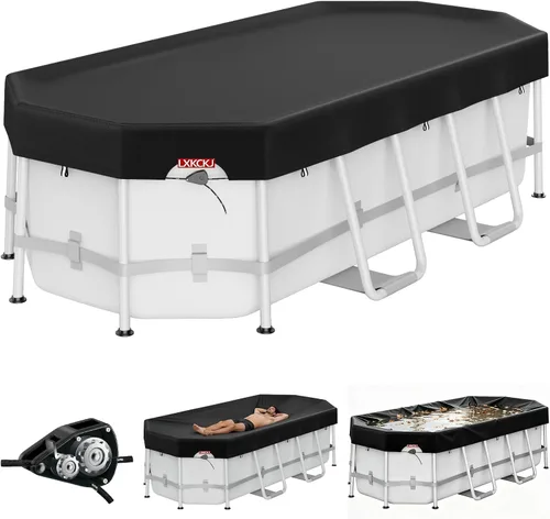 Miniatura 9 de LXKCKJ Cubiertas redondas de piscina de 8 pies para piscinas sobre el suelo, cubierta solar 420D con accesorios para clavos de tierra, cubiertas