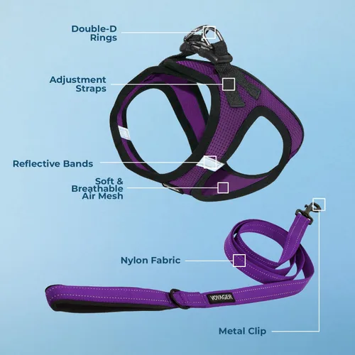 Miniatura 4 de Best Pet Supplies Voyager Step-in Air - Arnés de malla reflectante e impermeable para perro y correa de 5 pies con asa de neopreno, para perros