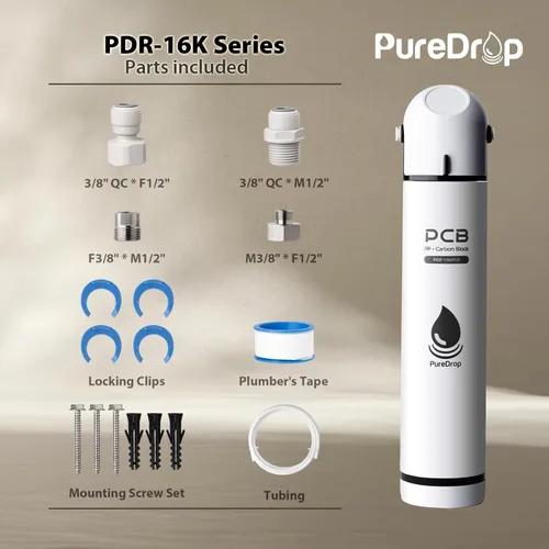 Miniatura 6 de PureDrop PDR-16KCU - Filtro de agua para debajo del fregadero, ultra filtración de 0.01 μm, sistema de filtración compuesto debajo del fregadero