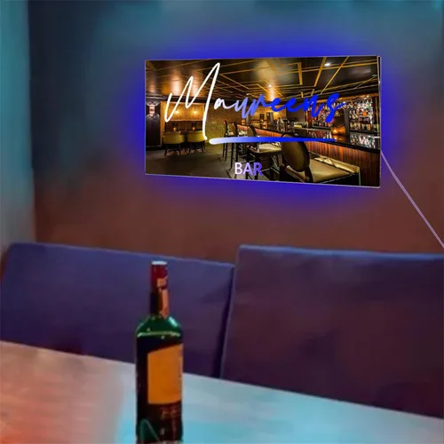 Miniatura 5 de Espejo de barra de nombre LED personalizado, letreros de neón iluminados para decoración de pared para bar en casa, día de San Valentín y regalos