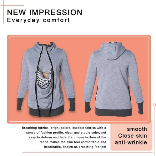 Miniatura 5 de Sudadera con capucha de canguro de maternidad multifunción 3 en 1 para mujer para bebé y madre