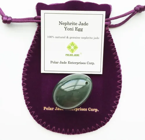 Miniatura 20 de Polar Jade Huevo de piedra hecho de jade nefrita, tamaño mediano (1.693x1.181 in), perforado, con cuerda sin encerar e instrucciones