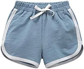 Miniatura 3 de Paquete de 2 pantalones cortos deportivos de punto de verano para niños y niñas, pantalones cortos suaves casuales para bebés