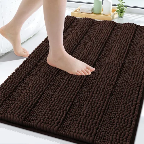 Miniatura 208 de Grandaily Alfombras de baño de felpilla a rayas de 24 x 16 pulgadas, extra gruesas y suaves, absorbentes, parte trasera de goma, alfombra de ducha