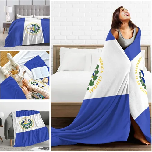 Miniatura 4 de Manta patriótica de franela azul suave de El Salvador, regalo para mujeres y hombres, manta mullida para sofá regazo, para interiores y exteriores