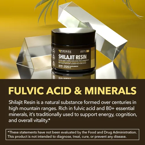 Miniatura 5 de Resina Shilajit del Himalaya con ácido fúlvico, ácido húmico y más de 80 oligominerales – 500 mg de Shilajit de grado dorado para hombres y mujeres