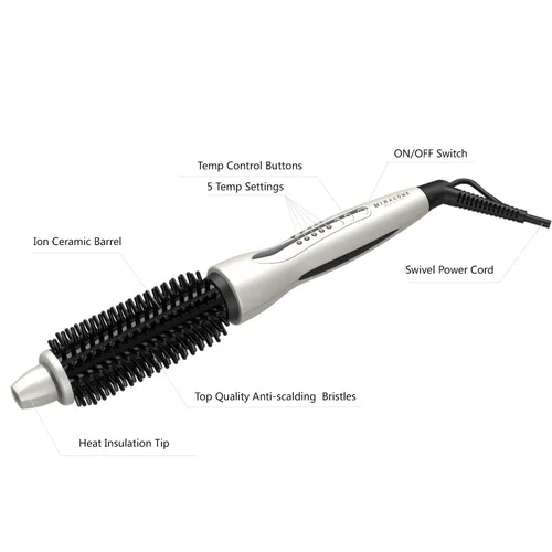 Miniatura 6 de MIRACOMB Cepillo alisador de pelo de cerámica turmalina Cool Touch PRO Multi Styler con 5 ajustes de calor, barril de 1 pulgada de apagado