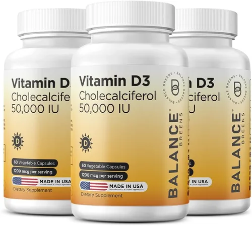 Miniatura 10 de Balance Breens Vitamina D3 50,000 UI - 60 cápsulas vegetales - Suplemento de vitamina D sin gluten de alta potencia sin OMG