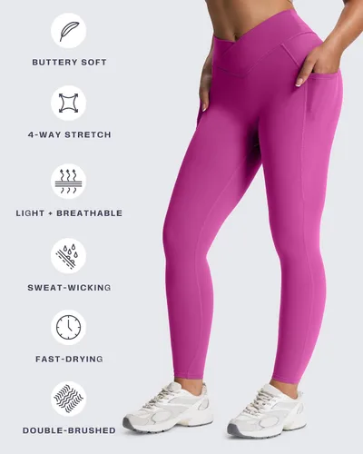 Miniatura 81 de Aoxjox Trinity - Pantalones de yoga de cintura alta con bolsillos para mujer, control de abdomen, cintura cruzada, leggings de entrenamiento suaves
