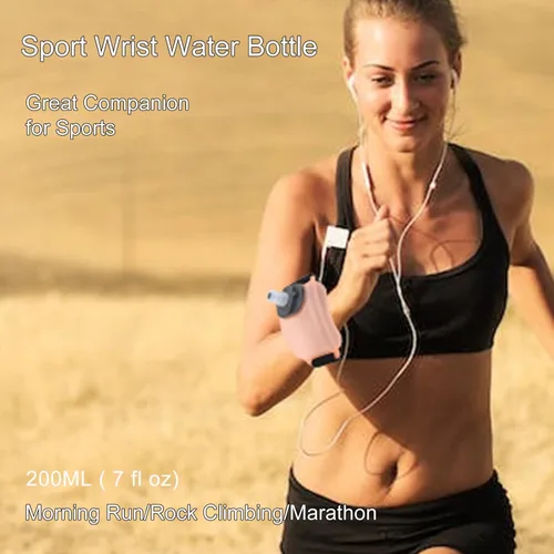 Miniatura 2 de Wrist - Botella de agua deportiva con correa de mano ajustable, 7 onzas, silicona suave, sin BPA, para hidratación, correr, escalar, ejercicio manos