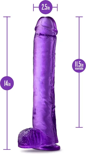 Miniatura 3 de Blush B Yours Plus Hefty n' Hung - Consolador realista de 14 pulgadas de ancho, grueso, suave, realista, con bolas, ventosa fuerte, vagina
