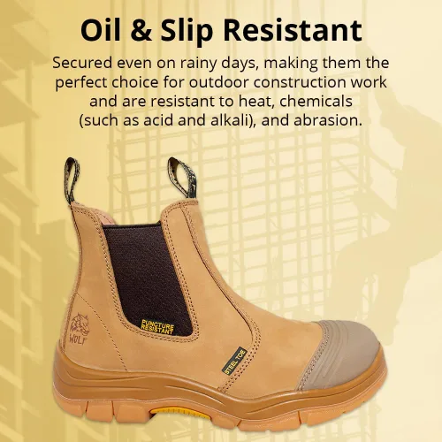 Miniatura 4 de WOLF Work Boot 100% Genuine Upper Leather Oil, Slip, Impact, Puncture Resistant Electrical Hazards Non-Slip Rubber Sole