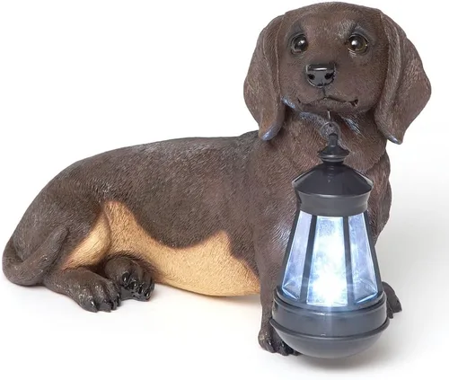 Miniatura 7 de Bits and Pieces - Estatua de linterna solar para perros - Linterna de jardín con energía solar - Escultura de perro de resina con luz LED