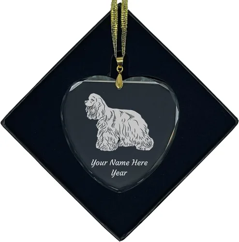 Miniatura 8 de LaserGram Adorno de Navidad de cristal personalizado, perro cocker spaniel, idea de regalo personalizada grabada con láser (forma de diamante)