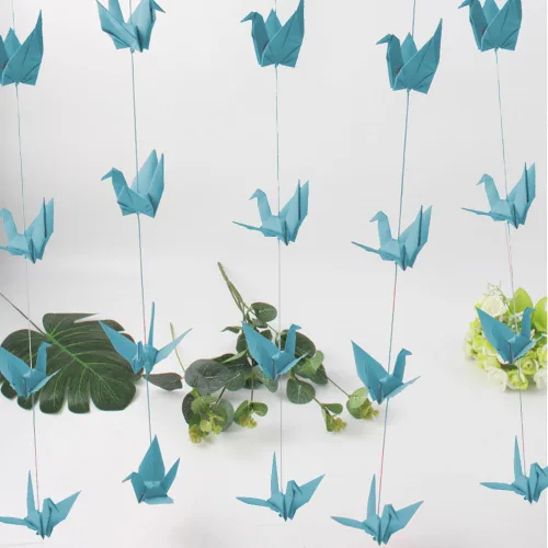 Guirnalda colgante de grúa de papel (3 cuerdas x 5.2 pies), serpentinas de pájaros de origami para despedida de soltera, baby shower, suministros de