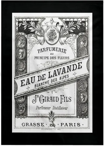 3dRose - Florene French Vintage - Etiqueta de perfume Image O Vintage F Paris en blanco y negro - Toallas (twl-223065-2)