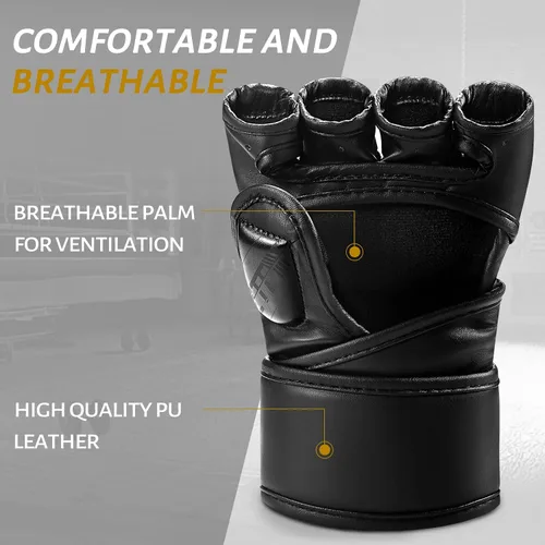 Miniatura 4 de Guantes MMA para hombres y mujeres, guantes de boxeo para saco de boxeo, sparring, entrenamiento, muay thai, artes marciales, guantes de medio