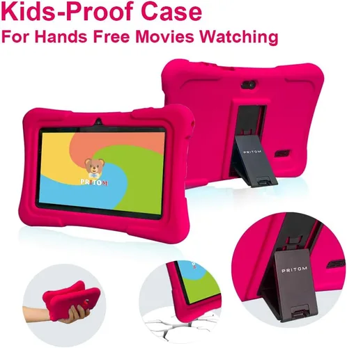 Miniatura 6 de PRITOM tableta para niños de 7 pulgadas Quad Core Android 13, 32 GB ROM WiFi, Bluetooth, cámara dual Educativo, juegos, control parental, Rosa