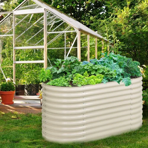 Miniatura 6 de Aoodor Aluzinc - Cama de jardín modular 2 en 1 elevada de metal, 63 pulgadas de largo x 32 pulgadas de ancho x 32 pulgadas de alto, maceta para Beige
