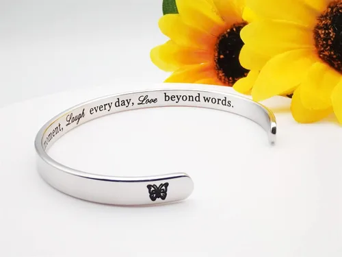 Miniatura 221 de Pulseras inspiradoras para mujer, joyería de acero inoxidable, con refranes, pulsera motivacional con mensaje oculto, pulseras grabadas para mejor