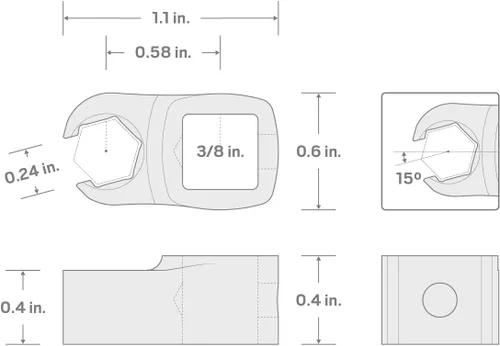 Miniatura 7 de TEKTON Llave Crowfoot para Tuerca Abocinada de 6 Puntos de 3/8 Pulgadas de Impulso x 8 mm WCF16208 Hecho en EE.UU