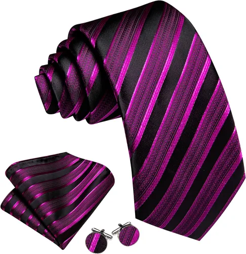 Miniatura 307 de Barry.Wang Juego de corbatas para hombre, corbata de seda a rayas, tejido a cuadros, gemelos formales, negocios, boda