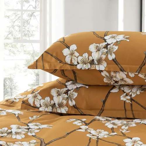 Miniatura 2 de Eikei Funda de edredón floral con flor de almendro, estilo chinoiserie, árboles en flor, vides y ramas, juego de ropa de cama de algodón de fibra