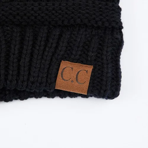 Miniatura 3 de C.C - Gorro de punto trenzado, elástico, moderno, grueso, suave y cálido