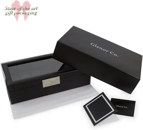 Miniatura 8 de Caja de reloj con cajón de Valet para hombre - organizador de exhibición de la caja de reloj de lujo de 6 ranuras, diseño de fibra de carbón
