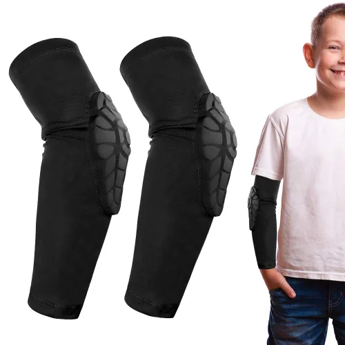 Miniatura 12 de AceList Rodilleras/Guantes de compresión para niños/jóvenes de 5-15 años, protectores de rodilla y codo de nido de abeja para deportes
