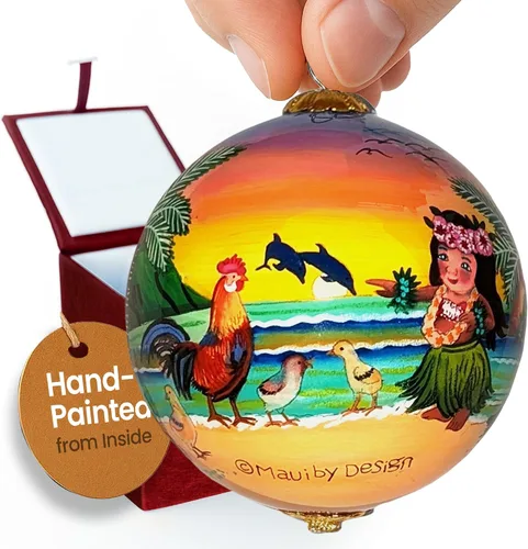 Miniatura 21 de Adorno coleccionable de tortugas marinas hawaianas coleccionables, pintado a mano desde el interior del cristal TA/H 2-Multicolor