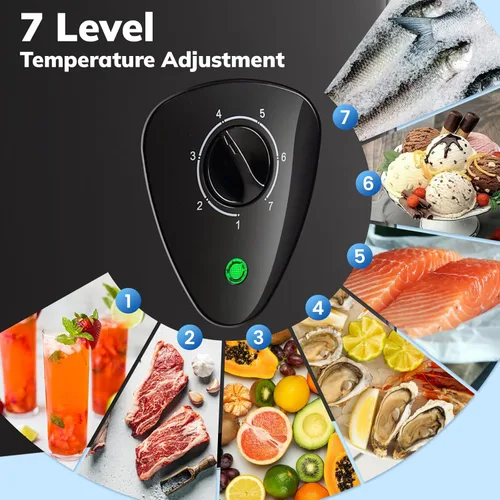 Miniatura 3 de WANAI Congelador de pecho de 2.2 pies cúbicos con 2 cestas extraíbles, mini congelador profundo, termostato ajustable de 7 con puerta superior Negro
