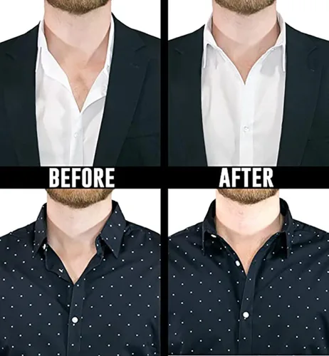 Miniatura 5 de Million Dollar Collar Permanece de solapa original se mantiene cosido en la camisa de vestir Blanco