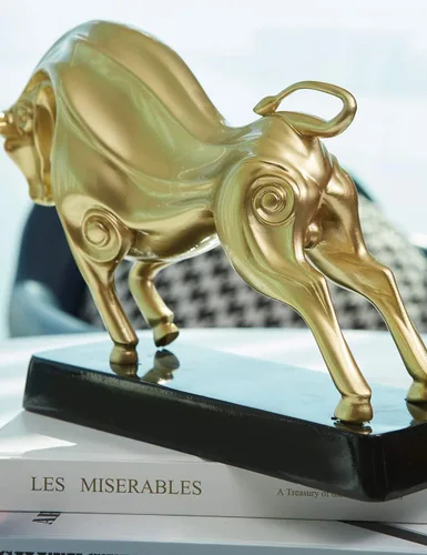 Miniatura 6 de HAUCOZE Wall Street - Estatua de toro de animal, figura de la suerte, regalo moderno para decoración del hogar, arte para sala de estar, poliresina