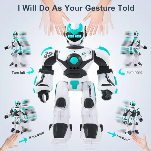 Miniatura 3 de HPROMOT Robot de juguete RC para niños, robot de control remoto, sensor de gestos inteligente, recargable y programable, robot para caminar, bailar