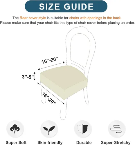 Miniatura 4 de Genina Fundas de asiento impermeables para sillas de comedor (4 unidades, con abertura trasera, beige)