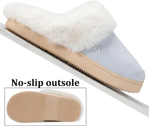 Miniatura 5 de NineCiFun - Pantuflas de casa de gamuza, unisex, mullidas, con forro de piel sintética, para interiores y exteriores, con suela de goma