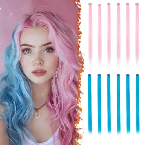 Miniatura 17 de BARSDAR Extensiones de cabello negro con clip, extensiones de cabello con clip de color para mujer, 22 pulgadas, 12 piezas, extensiones sintéticas