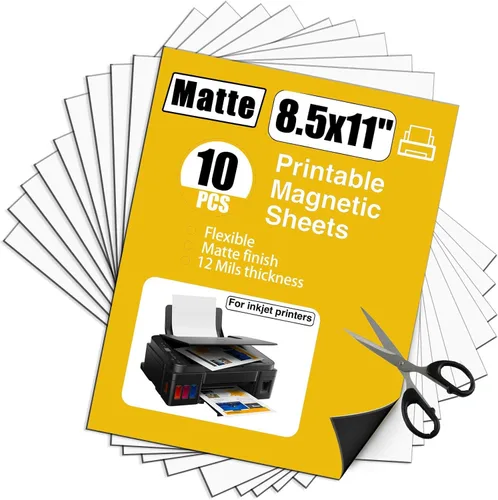 Miniatura 11 de Papel magnético imprimible no adhesivo, 8.5 x 11 pulgadas, 12 mil para impresora de inyección de tinta y manualidades de bricolaje, 5 hojas