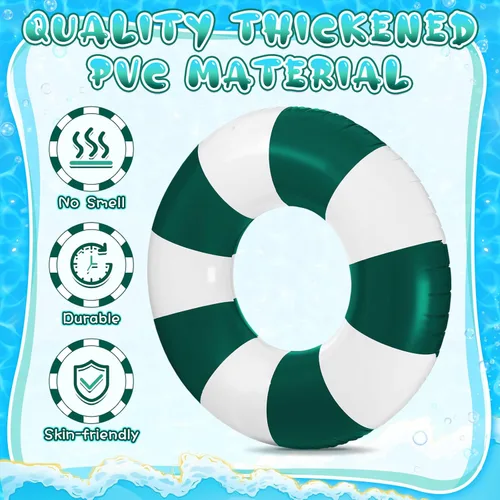 Miniatura 3 de Foilswirl Flotadores inflables jumbo de 47.24 pulgadas para piscina, anillos de piscina a rayas azules y blancas, tubo inflable para mujeres Verde