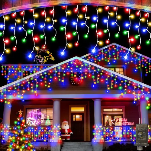 JXLEDAYY Luces de Navidad superlargas de 1280 luces LED de 131 pies con 240 caídas, enchufables, con 8 modos de decoración de Navidad, para Multi