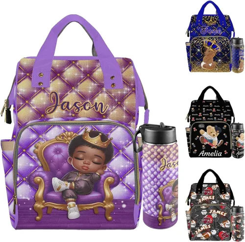 Miniatura 13 de Mochilas personalizadas con nombre personalizado para bebé, bolsa de pañales con monograma con bolsillos térmicos para adultos y niños, impermeable