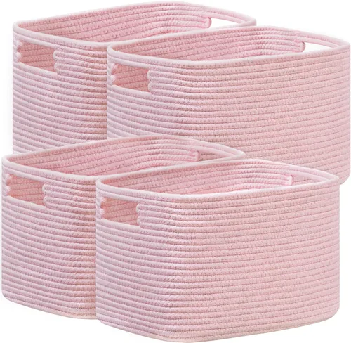 Miniatura 16 de UBBCARE Paquete de 2 cestas de almacenamiento para organizar, cestas de estante con asas, cestas de almacenamiento tejidas para estantería/estante