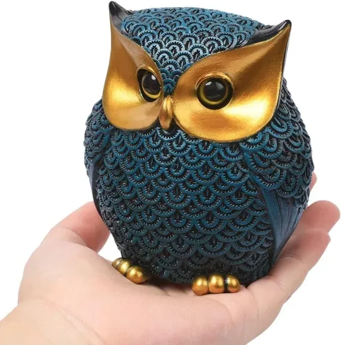Miniatura 2 de Figuritas de búho Artpaul para decoración del hogar, pequeños artículos de decoración para estantes, decoraciones para sala de estar y oficina