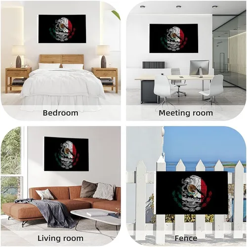 Miniatura 7 de Banderas de México 3x5 pies, bandera mexicana divertida para el hogar, patio, casa, jardín, banderas para fiestas navideñas, decoraciones interiores