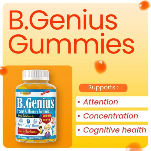 Miniatura 9 de B.Genius - Gomitas Omega 3 6 9 Focus para niños y adolescentes, gomitas Omega sin aceite de pescado para niños, salud cerebral y apoyo cognitivo