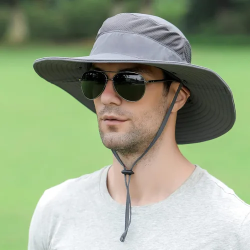 Miniatura 4 de Sombrero de pesca para hombres y mujeres, sombrero de ala ancha con solapa desmontable para el cuello y cubierta facial