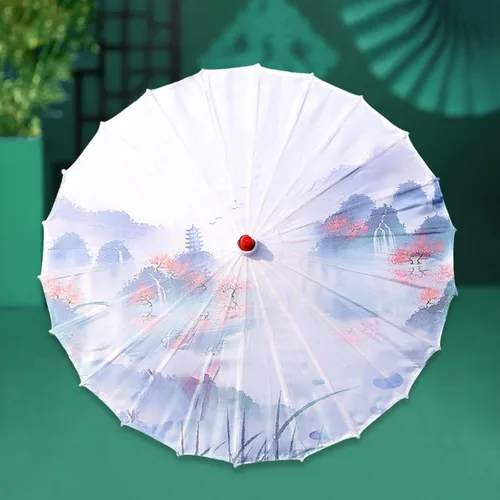 Miniatura 5 de Paraguas de papel de aceite de estilo oriental, paraguas de baile antiguo, impermeable, 33 pulgadas, paraguas de papel aceitado chino