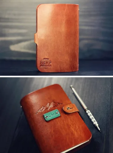 Miniatura 2 de Personalized Leather Journal, Notebook, Travel Diary, Sketchbook,wanderlust,Mountains, Custom name or initials, 6 ring sturdy metal binder with