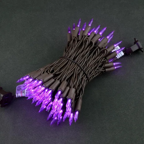 Miniatura 3 de YULETIME - Luces de Navidad LED púrpuras con cable marrón, 33 pies, 100 unidades, juego de luces de cadena certificadas por UL, calidad comercial